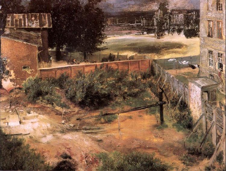 Adolph von Menzel Rear of House and Backyard oil painting image